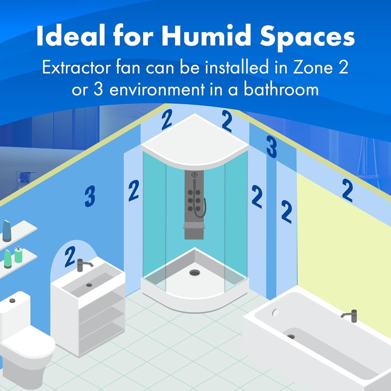 Devola 100mm Bathroom Extractor Fan with Humidistat and Timer, Quiet