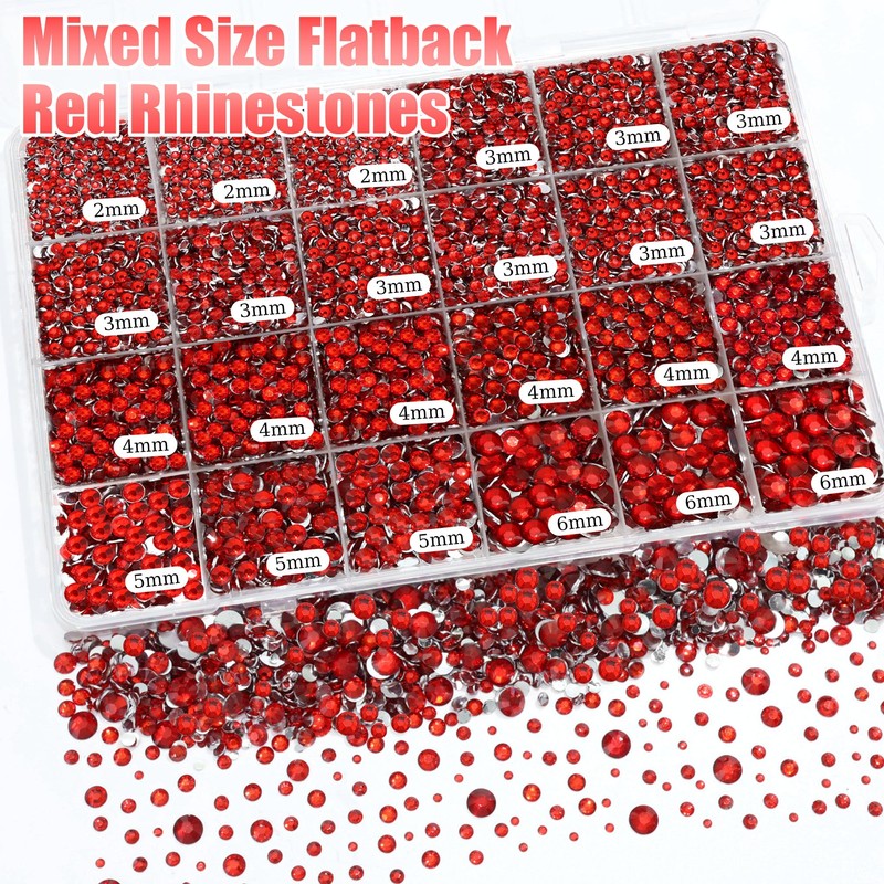 Red Resin Rhinestones Flatback Gems Bedazzler Kit for DIY