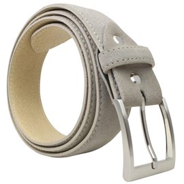 Suede Belt, 3.5 cm, Suede Leather Belt for Men and Women, 35 mm, Suede Belt, Dark grey, silver