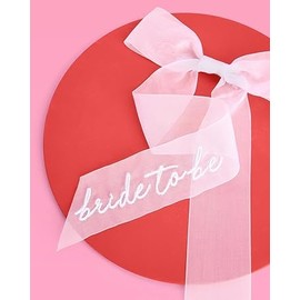 Bride To Be Embroidered Hair Bow Bachelorette Party Decorations White Organza | Bridal Shower Supplies, Bridesmaid Favors, Wedding Gift, Engagement Accessory