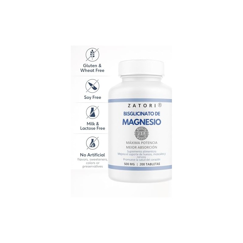 Bisglicinato de Magnesio mejor absorcin 500 mg 200 tabletas de