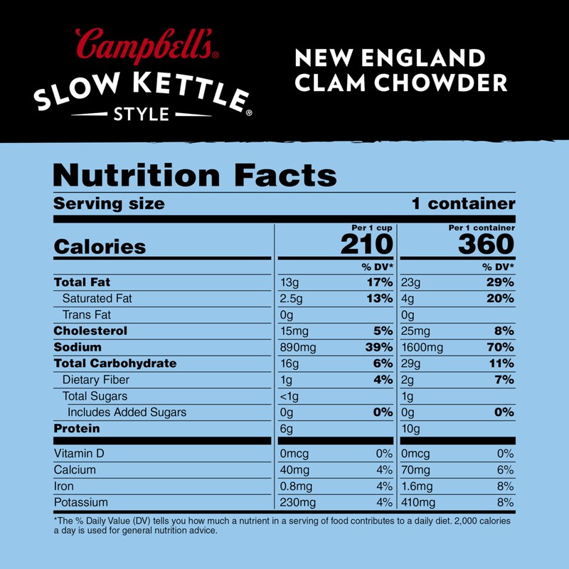 Campbell's Slow Kettle Style New England Clam Chowder, 15.5 oz.