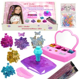 AOSITE Hair Glitter Stamper Bedazzler Kit, Hair Jewellery Birthday Gift Girls, Gems Hair Styling Tools, DIY Braiding Aid Tinsel Hair Decoration Children's Toy for 6-12 Years