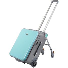 FAHKNS Ride on Carry On Suitcase for Kids,Large Suitcases with Child Seat Design,Rolling Travel Luggage With Kids Seat for Airplane,Blue