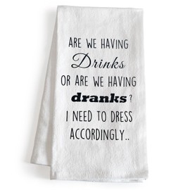 Are We Having Drinks Or Are We Having Dranks Towel 18x24 Inch Funny Kitchen Towel Saying, Kitchen Funny Dish Towel, Funny Saying Kitchen Towel, Funny Dish Towel Saying Funny Tea Towel Funny Hand Towel