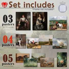 MAZUKO 12 PCS Vintage Victorian Wall Art Prints, Unframed, Perfect for Living Room, Bedroom, Dining Room, Office