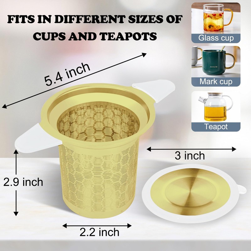 Tea strainer with lid/drip tray, extra fine mesh 304 stainless