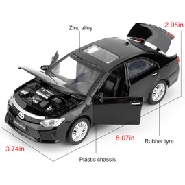 WAKAKAC Toy Car Compatible for 1：32 Camry Model Car, Pull Back Diecast Collectible Car with Sounds＆Lights for Kids Boys Girls and Adults, Gift Black