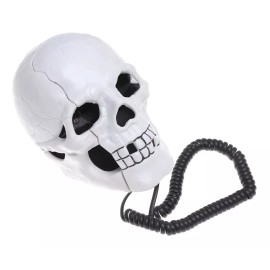 TechMel Telefono De Casa Fijo Forma De Craneo Calavera Blanca