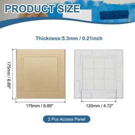 PATIKIL 5x5 Inch Self-Adhesive Access Panel, 2Pcs ABS Plumbing Access Doors Easy Wall Hole Cover for Drywall Plumbing Electrical Cables Wiring, Gold (120x120mm)