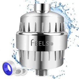 FEELSO 18 Stage Shower Filter, Upgraded High Output Universal Shower Head Water Softener Filter for Hard Water Remove Chlorine Fluoride Heavy Metals Sediments Impurities