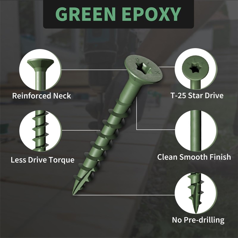 Wood Screws 1-1/2 Inch, FIXLINK Deck Screws #8 x 1-1/2",