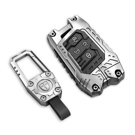 Cavlobe Zinc Alloy Key Fob Cover,Keychain,Protection Car Key Case for Volkswagen Tiguan Arteon Atlas Golf Alltrack Jetta Passat Skoda Kodiaq Superb A7 VW Smart Keyshell Accessories(NO.033 Silver)