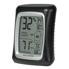AcuRite 00325 Indoor Thermometer & Hygrometer with Humidity Gauge, Black, 0.3
