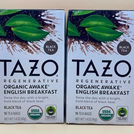 Tazo Regenerative Organic Awake English Breakfast Tea Bag - 16 Tea Bags, Herbal Beverage - Flavour: Pack of 6