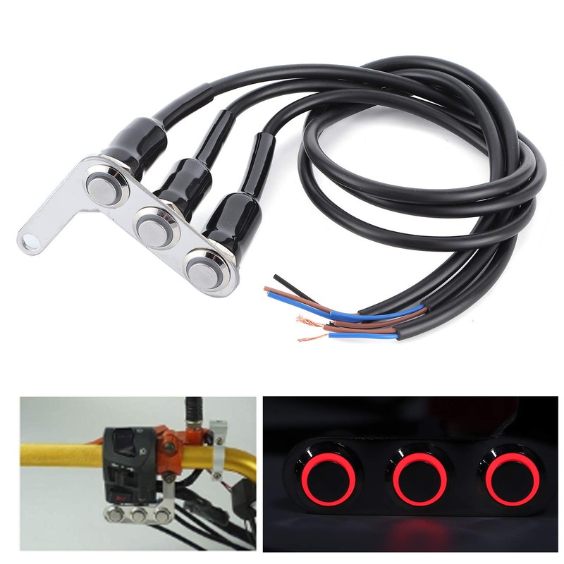 Motorcycle Handlebar Switch,3 Buttons Handlebar Switch Adjustable Mount Waterproof for