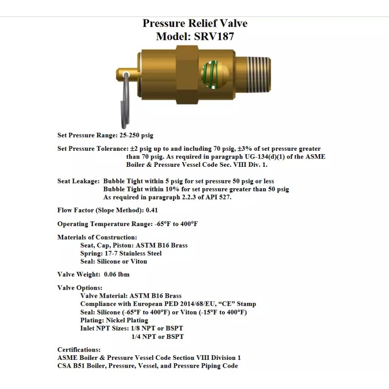 Conrader 80 PSI BRASS SAFETY PRESSURE RELIEF POP OFF VALVE,