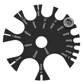 CAIRIAC Body Jewelry Piercings Gauge Measurement Wheel, Acrylic Profession Gauge Measuring Tool for Jewelry, 18G (1mm) to 1" (25mm) Gauge Size Chart for Ears, Nose, Belly, Barbell, Tongue (Black)