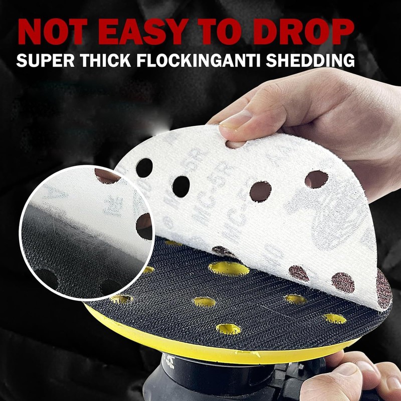 HOTCKB 50-Piece Sandpaper Discs Diameter 150 mm Velcro 15 Hole