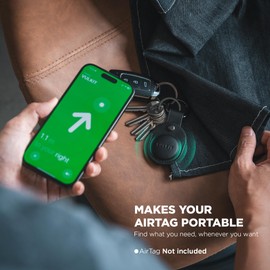 VULKIT for Air Tag Holder Keychain Full Coverage Protective Case Compatible with Air Tag, Nappa Leather