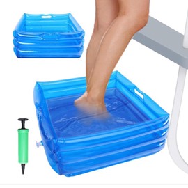 Inflatable Pool Foot Bath, 35 x 14 cm, Foldable Inflatable Foot Pool for Pool Entry Ladder, Inflatable Pool Foot Tub with Pump, Foot Bath for Above Ground Pools, Spa, Clean Feet