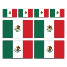 Sticky Expressions | Mexican Flag Sticker (8 Pcs) [Sizes: 4 stickers: 4.3x2.6 in, 4 stickers: 2.2x1 in] – Strong Adhesive, Durable, Waterproof Mexico Flag Stickers – Perfect Mexico decals for trucks, laptops, tumbler and others