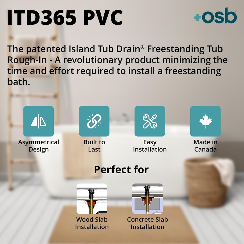 OS&B ITD 365-2-In-1 Piece ABS + PVC Island Tub Drain