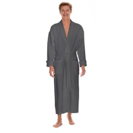 Boca Terry Mens Bath Robe - Soft Waffle Knit Robe for Men - Long White Hotel Spa Robes - M/L, 2X, 4X (Medium-Large, Grey)