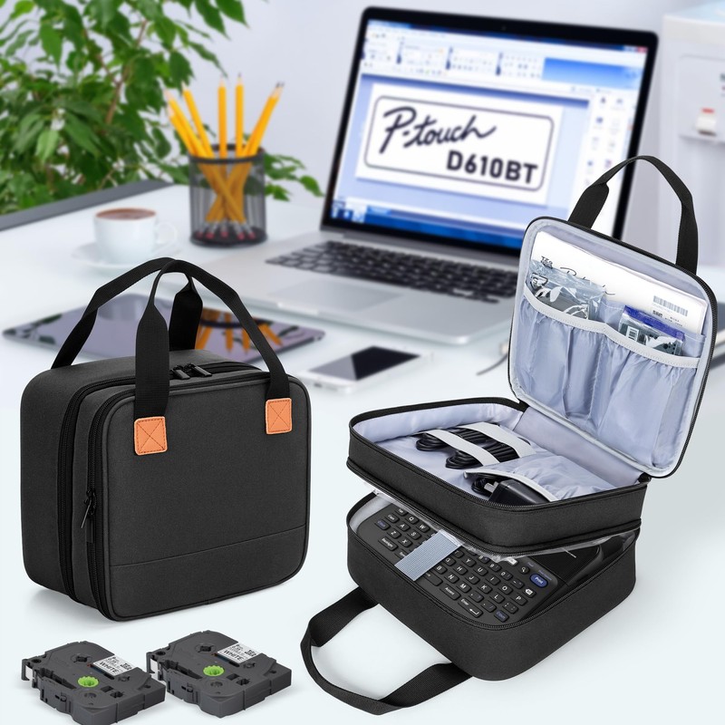 Luxja Label Maker Carrying Case Compatible with Brother P-Touch PT-D610BT