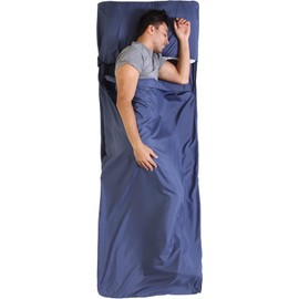 Tough Outdoors Sleeping Bag Liner - Adult Sleep Sack & Travel Sheets for Hotel - Camping Sleeping Bag Liners for Cold Weather - Navy Blue - No Zipper
