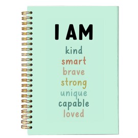 bitCNY I AM Spiral Notebook,Inspiring Words Affirmation Journal Notebook, Positive Affirmations for Kids Notebook, Inspiring Notebooks for School Supplies, Home & Office, Spiral Bound 5.5x8.5 113