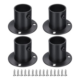 sourcing map 4Pcs Stainless Steel Closet Rod Brackets, 1 Inch Dia Wardrobe Holder for Pipe, Shower Curtain Rod Pole End Supports Sockets Flange with Screws, Black