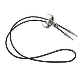 GURANSE 3D Silver Bull Skull head Bolo tie With Cowboy Western Style Necktie