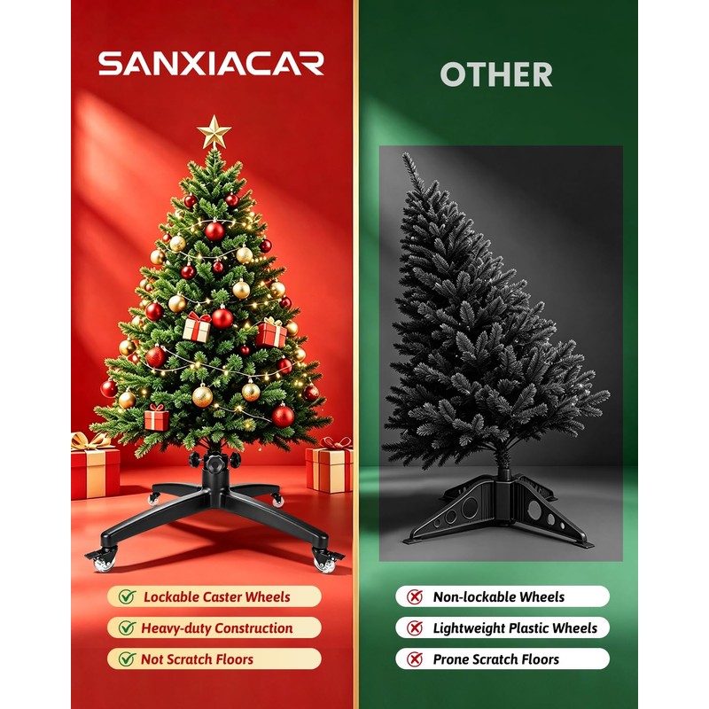 Rolling Christmas Tree Stand Heavy Duty for Up to 7.5