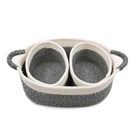 Zalaxt 3 Packs Woven Basket for Storage,Diaper Caddy Organizer, Nursery Organizers and Storage and Toys Boho Basket,Baby Gift Basket