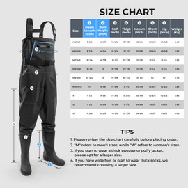 Calamus WaveWalker Fishing Waders for Men & Women, 100% Waterproof PVC Chest Waders with Slip-Resistant Boots, Tear-Resistant Nylon, Ample Storage, Wader Hanger, Black, M10/W12