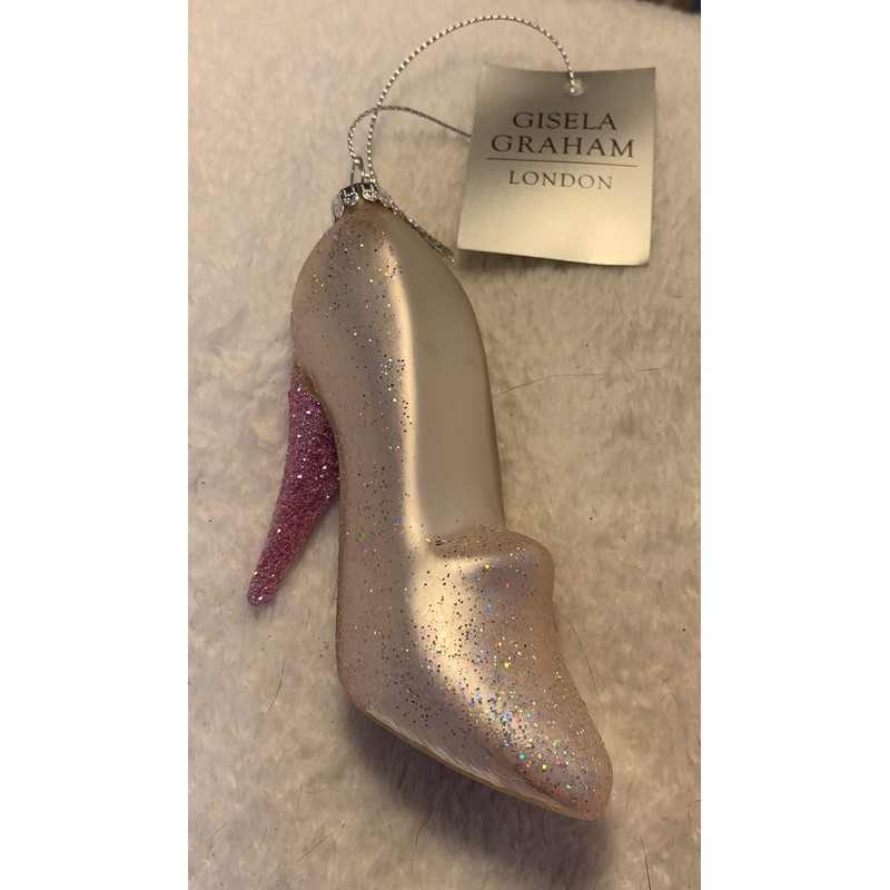 Gisela Graham Pink Glass Stiletto Shoe Bauble