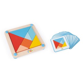 Janod - Essentiel - The Tangram - Wooden Educational Game Babies and Toddlers - Water-based Paint - From 2 Years, J05070, Black