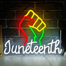 Cheexiann Juneteenth Neon Sign 1865 Black History LED Signs for Wall Decor,Dimmable Happy Juneteenth Neon Light for Bedroom Bar Store Pub African American Festival Celebration
