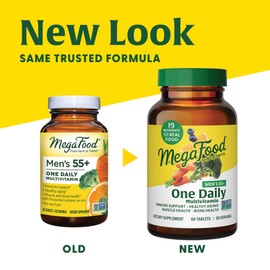 MegaFood MegaFood Men's 55+ One Daily - Multivitamin for Men with Vitamin B12, Vitamin C, Vitamin D & Zinc - Optimal Aging & Immune Support Supplement - Vegetarian - Made Without 9 Food Allergens - 60 Tabs