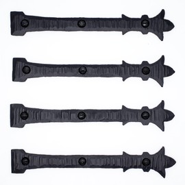 4 Pack 6" Black Faux Strap Hinges - Decorative Dummy Faux Hinge – Handmade Rustic Iron Hinges for Farmhouse Shutter, Carriage Doors, Barn Door, Castle Door, and Gate – The Byzantium Series