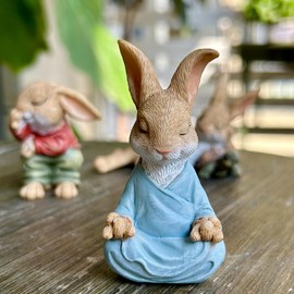 KARLOR Rabbit Figurine Garden, 3 Pieces Easter Rabbit Decoration Garden Rabbit Figures Statues Small Rabbit Figure Rabbit Sculptures Resin Animal Figures Ornaments Table Decoration Pot Balcony Outdoor