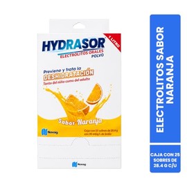 Electrolitos Orales Caja con 25 Sobres de 28.4 G con 90 Meq/l de Sodio. Previene y Trata la Deshidrataci?n Tanto del Ni?o Como del Adulto (Naranja)