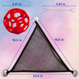 Snake Enrichment Toys Ball with Hammock, Jungle Gym Ball With Chain And Snake Hammock For Small Ball Python Corn Snakes, Reptiles Climbing Toy Hammock, Snake Climbing Accessories For Tank (Red, L)