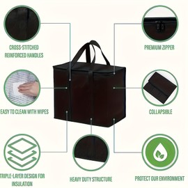 Foldable Cool Bag, 35 L Cool Bag, Large, Thermal Bag, Durable Cool Bag, Foldable Large Picnic Bag, Lunch Bag, Cool Bag for Food Transport, Camping, BBQ, Travel, Car