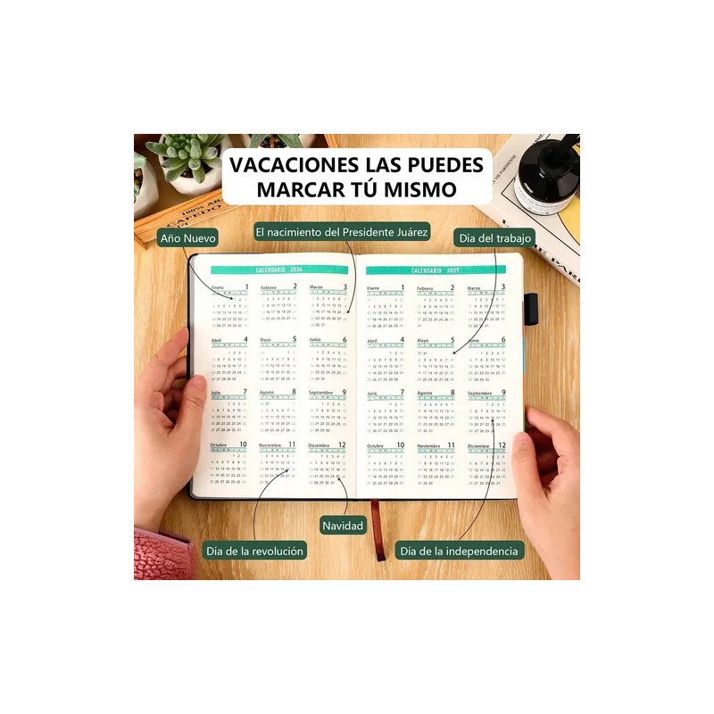 Agenda Diaria 2026 Notebook Planeadora Y Pestañas Mensuales