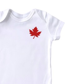 Baby Canada Unisex Short SleeveBodysuit - Canada Day Maple Leaf Basic Baby Bodysuit, L1 White (6M)