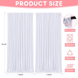 Asee'm 10x10FT White Backdrop Curtains for Parties Wrinkle Free Polyester Fabric Photo Backdrop Drapes for Birthday Wedding Party Decor Background for Photography, 5x10ft, 2 Panels