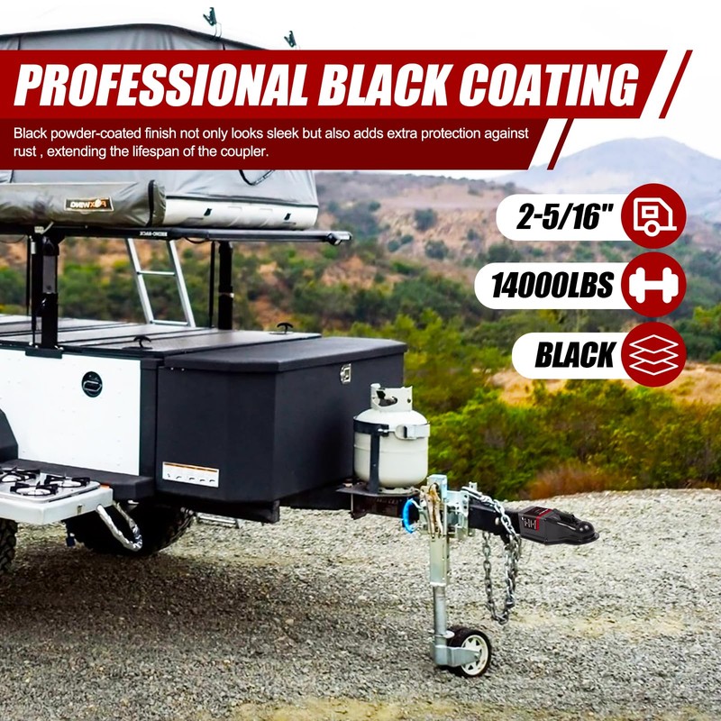 Straight Trailer Coupler 2-5/16" Ball 3" Channel Width 14000 LBS