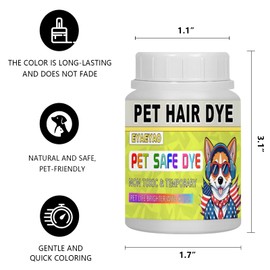 Eyaeyao Green Dog Hair Dye, 3.5 Fl Oz (100 ml) Pet Safe Dye, Pet Grooming, Permanent Pet Hair Dye Stain, Safely Used, Pet Dye Bright Color for All Pets Fur Dye (Green, 3.5 Fl Oz (100 ml))
